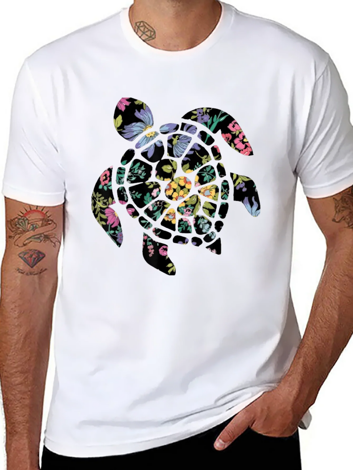 Floral Turtle Graphic Tee - Black product image 7