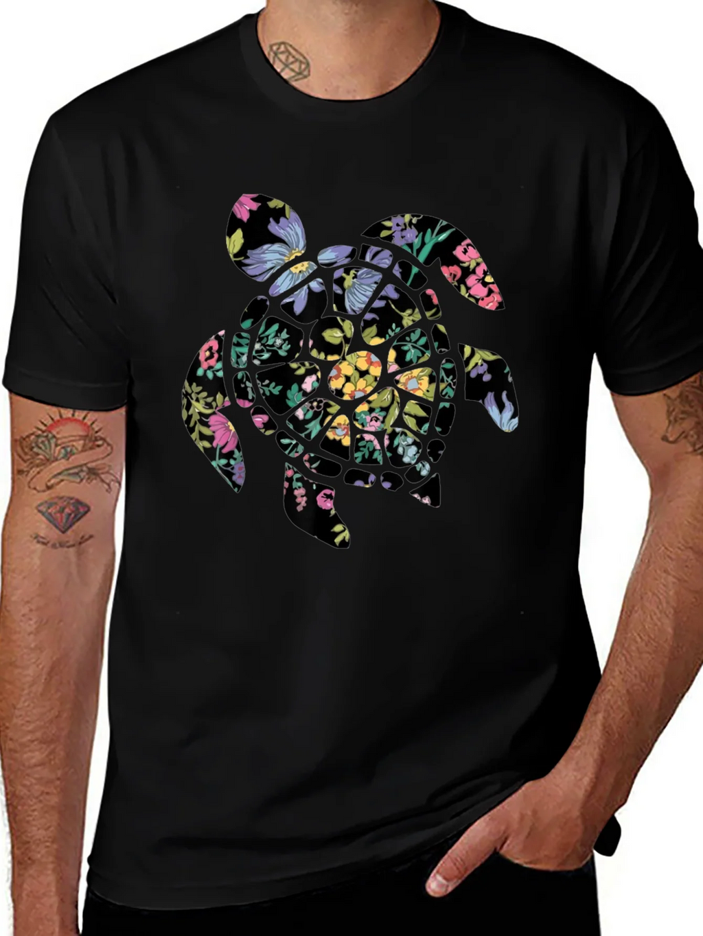 Floral Turtle Graphic Tee - Black product image 1