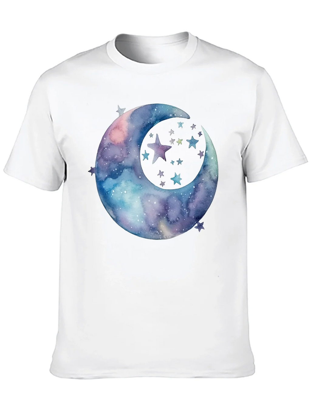 Watercolor Moon & Stars Graphic Tee - Black Cotton product image 9
