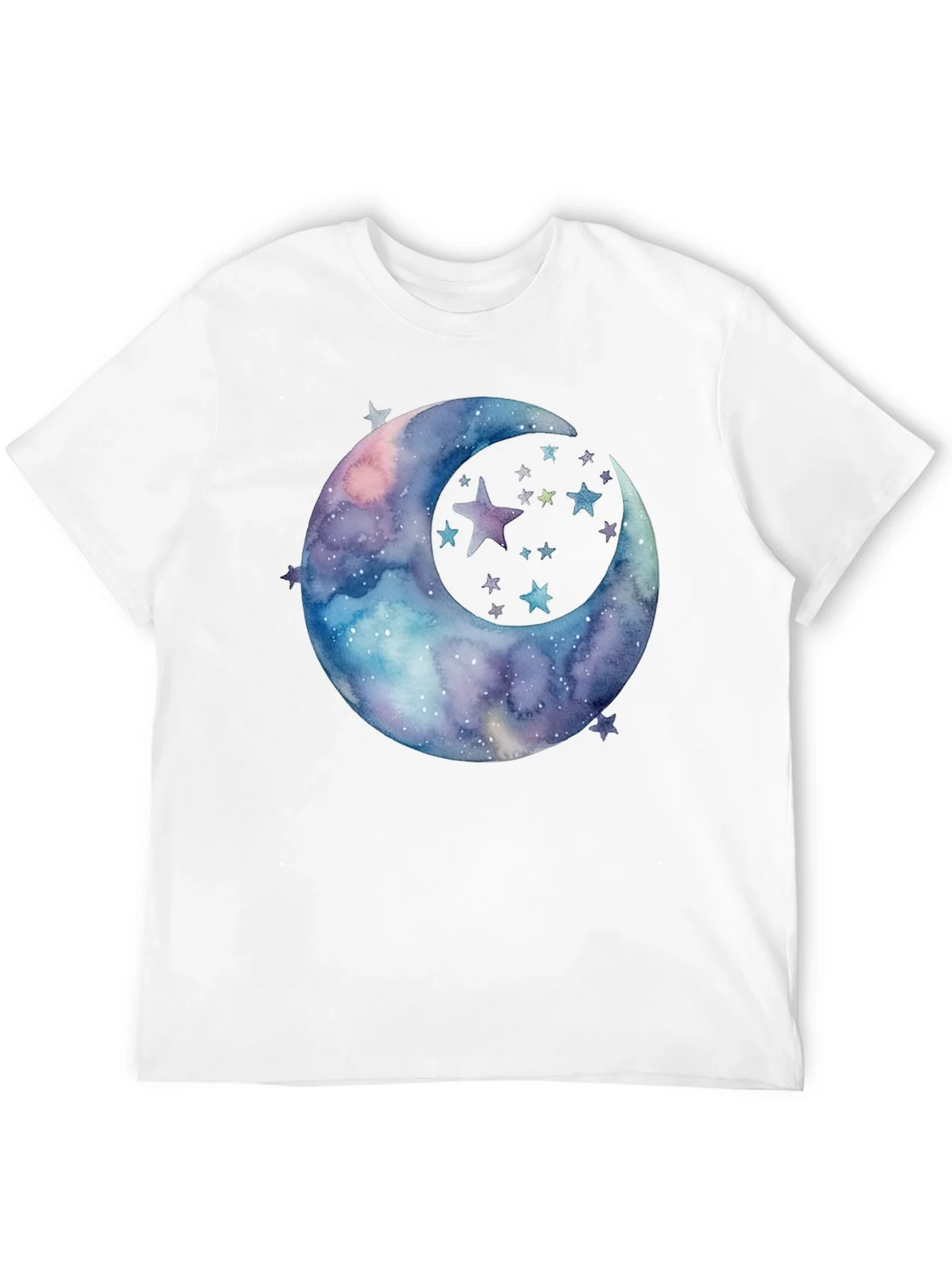 Watercolor Moon & Stars Graphic Tee - Black Cotton product image 11