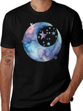 Watercolor Moon & Stars Graphic Tee - Black Cotton product image 1