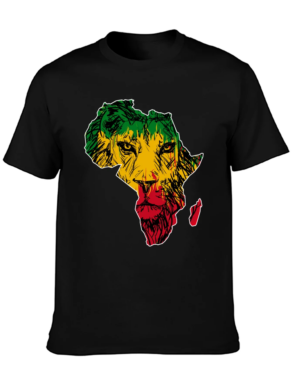 Africa Lion Print T-Shirt - Mens Black Tee product image 3