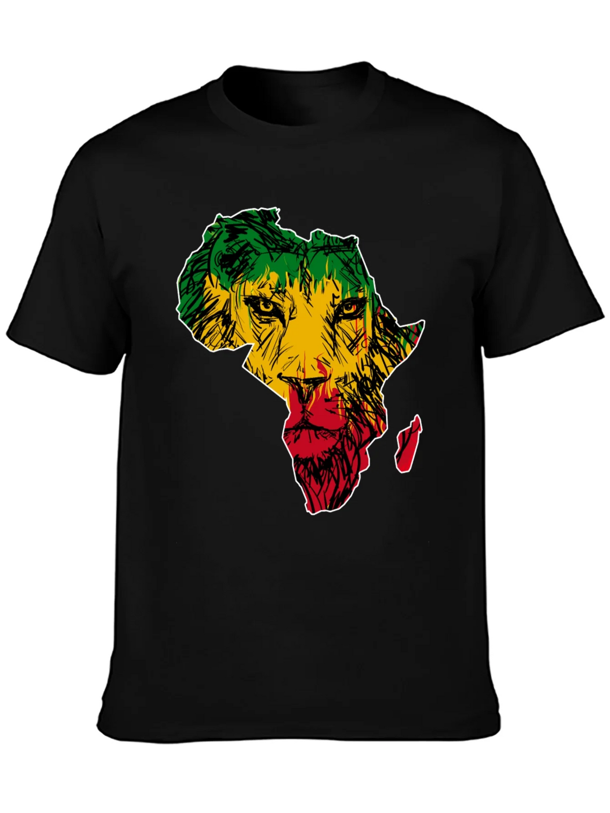 Africa Lion Print T-Shirt - Mens Black Tee product image 3