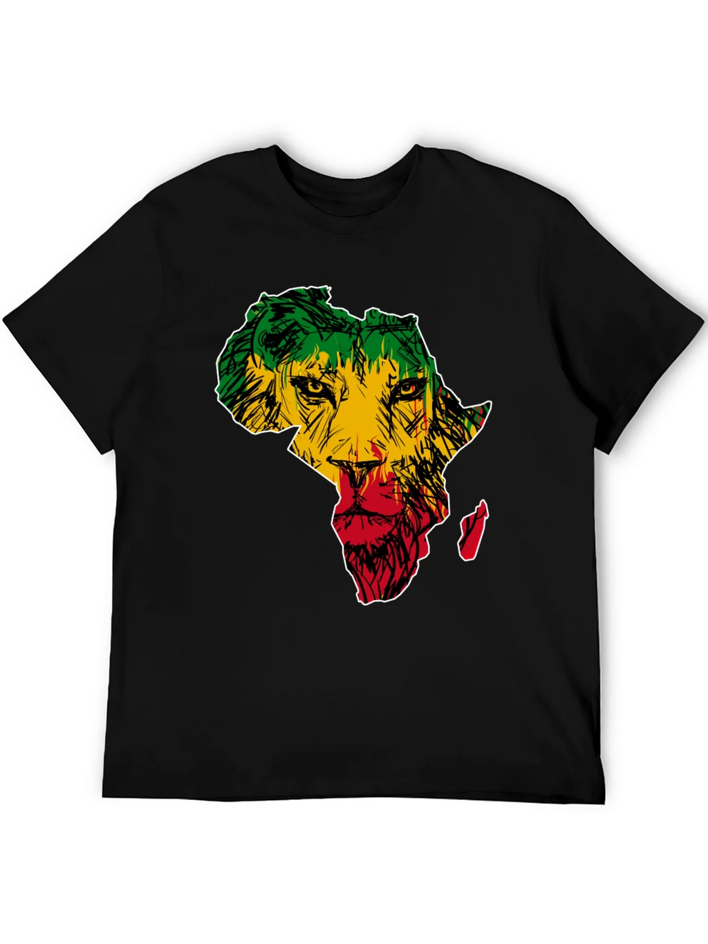 Africa Lion Print T-Shirt - Mens Black Tee product image 5