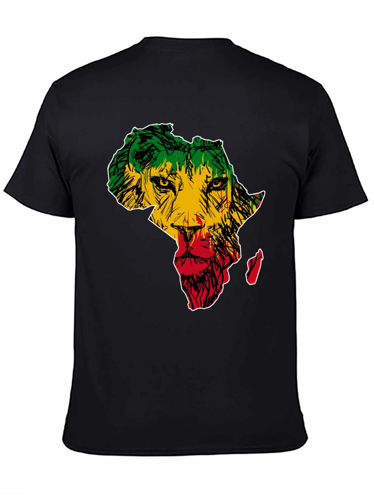 Africa Lion Print T-Shirt - Mens Black Tee product image 4