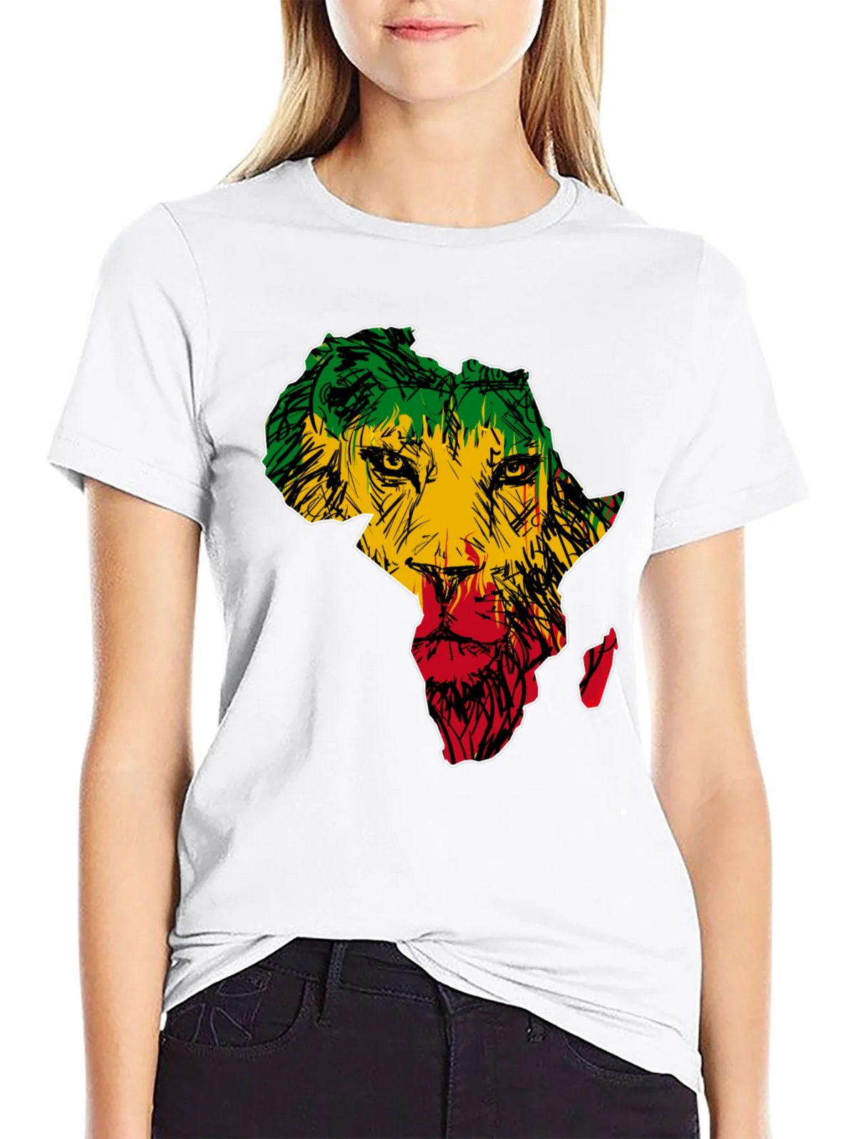 Africa Lion Print T-Shirt - Mens Black Tee product image 8