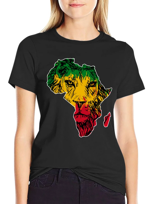 Africa Lion Print T-Shirt - Mens Black Tee product image 2