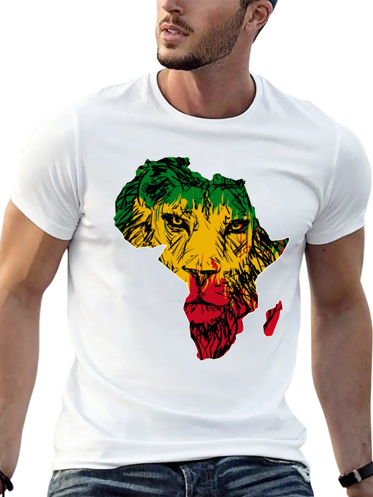 Africa Lion Print T-Shirt - Mens Black Tee product image 12