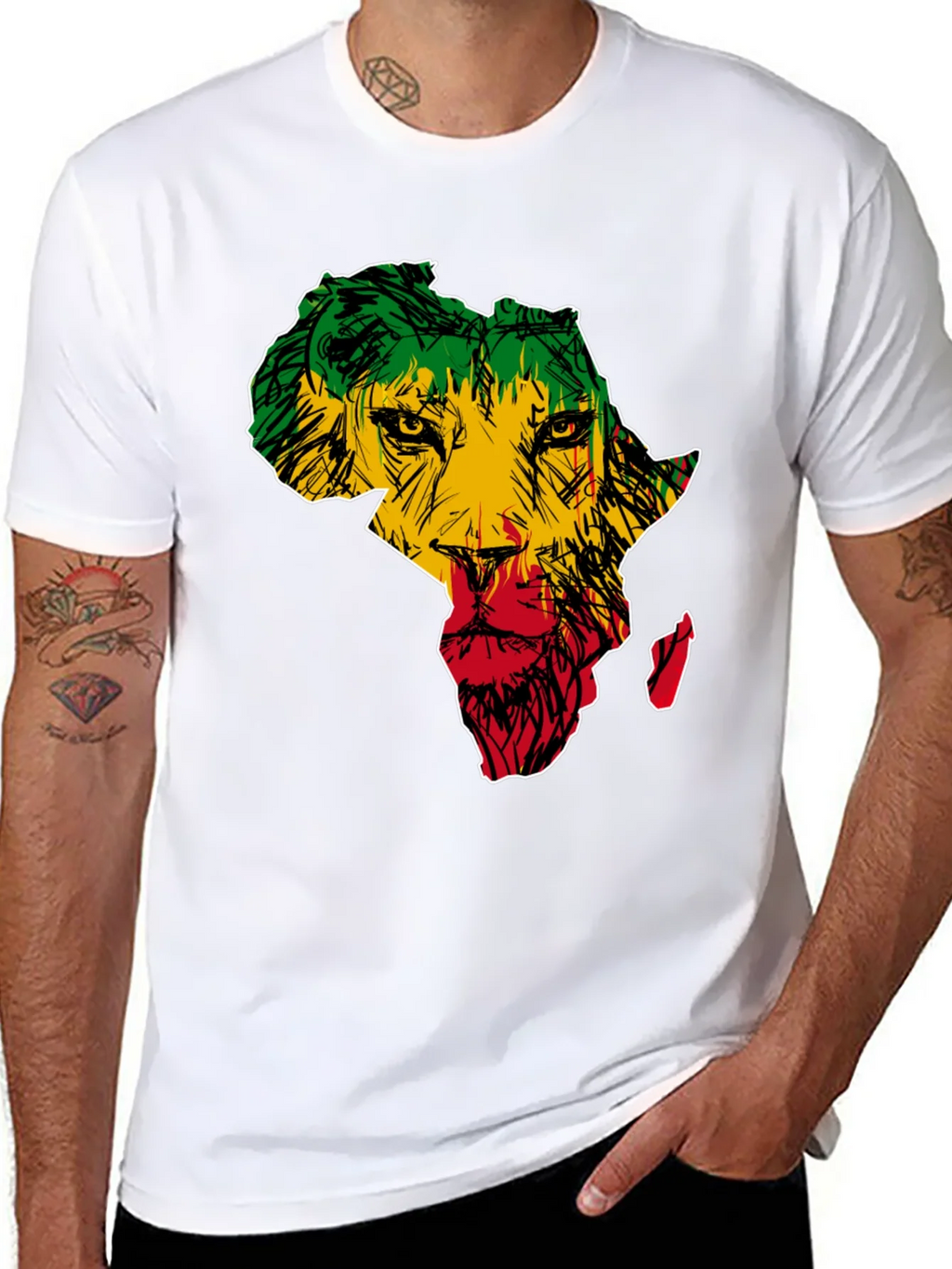 Africa Lion Print T-Shirt - Mens Black Tee product image 7