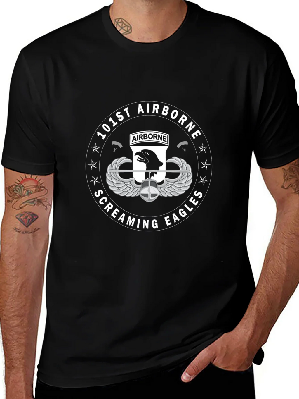 101st Airborne Screaming Eagles Black T-Shirt product image 1
