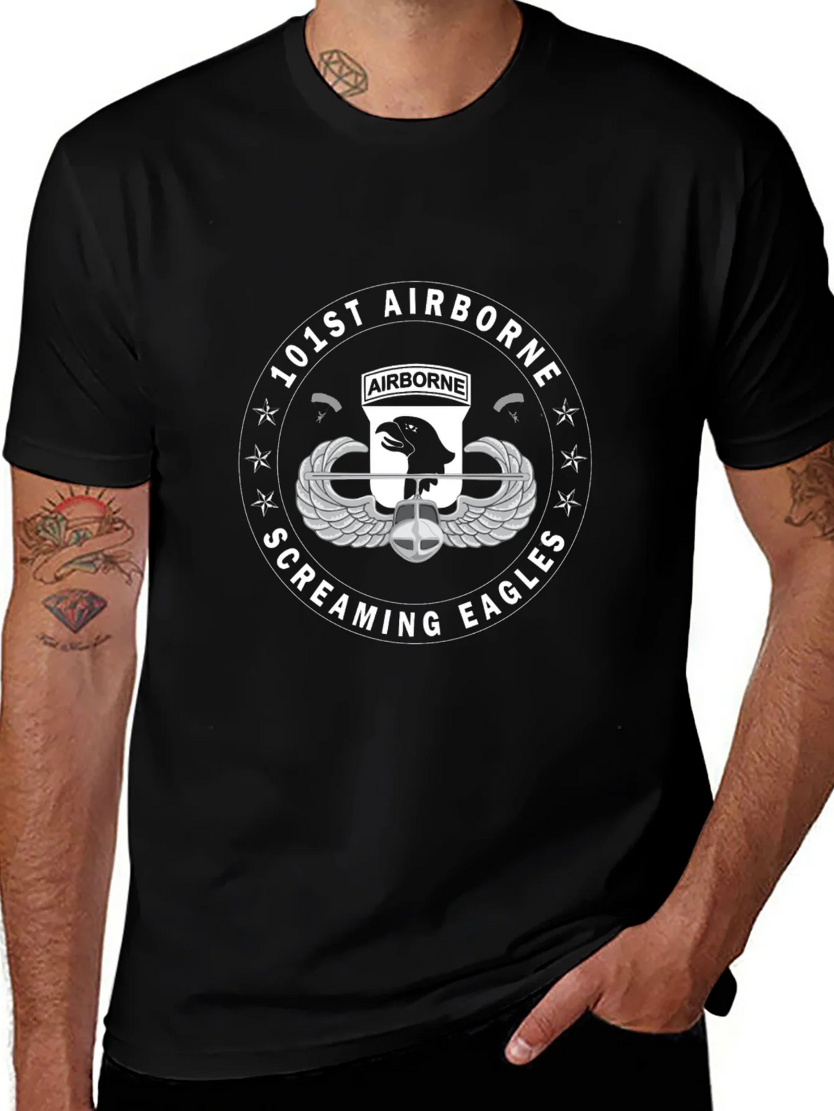 101st Airborne Screaming Eagles Black T-Shirt product image 1
