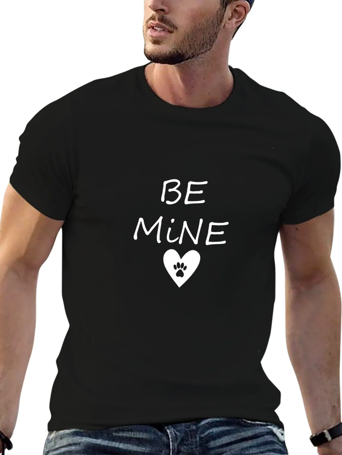 Be Mine Paw Print Heart Graphic Tee - Black product image 6