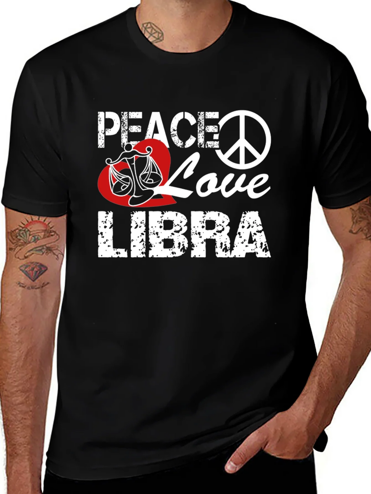 Peace Love Libra T-Shirt Zodiac Sign Graphic Tee product image 1
