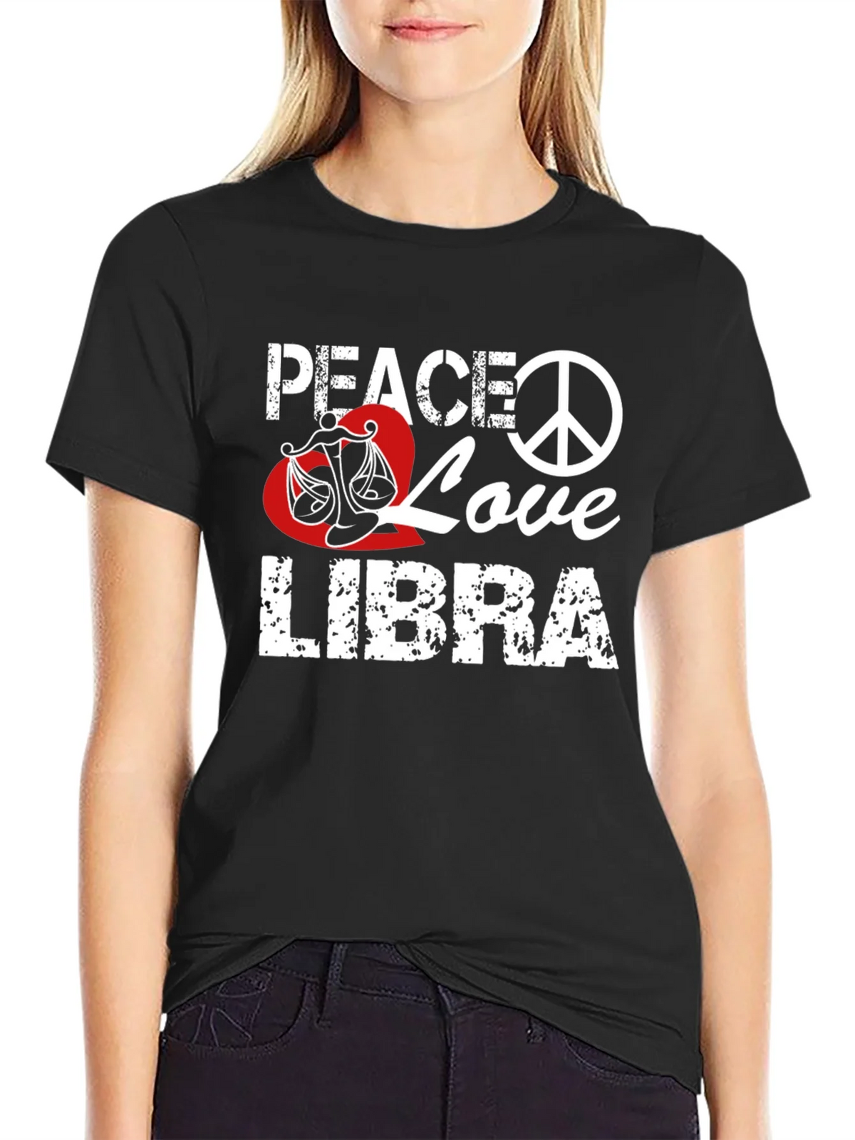 Peace Love Libra T-Shirt Zodiac Sign Graphic Tee product image 2