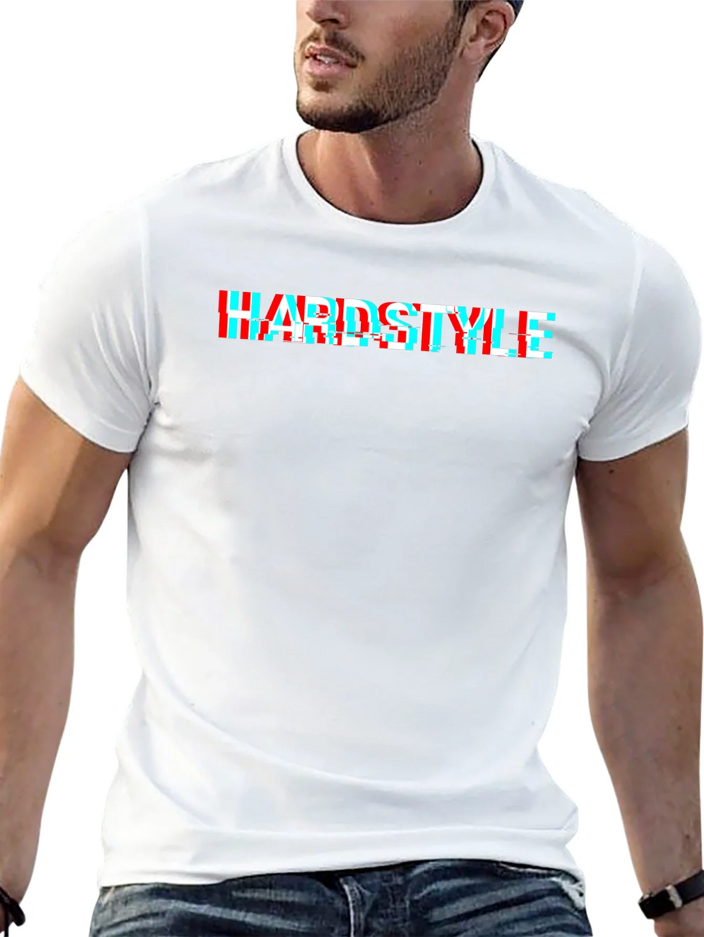 Hardstyle Glitch Effect Black T-Shirt product image 12