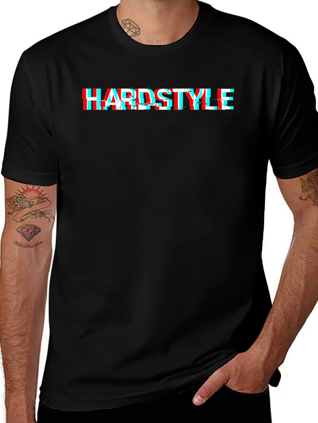 Hardstyle Glitch Effect Black T-Shirt product image 1
