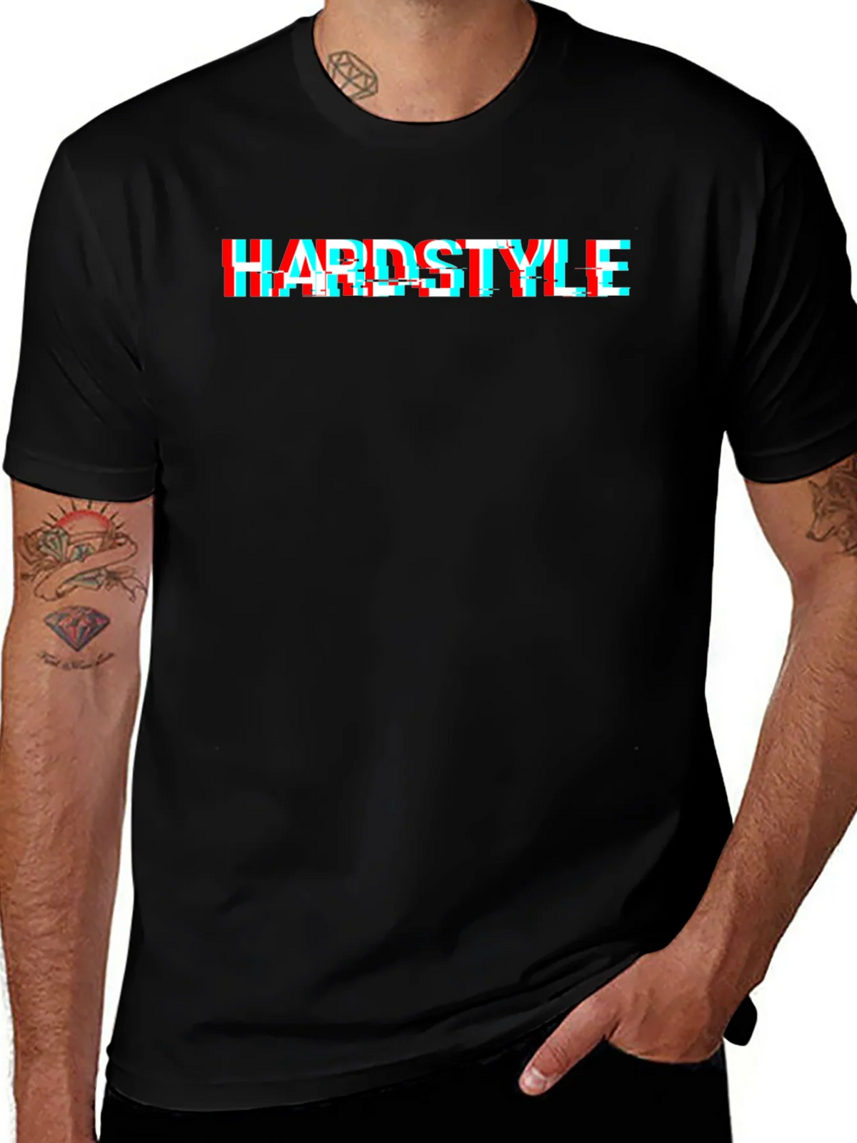 Hardstyle Glitch Effect Black T-Shirt product image 1