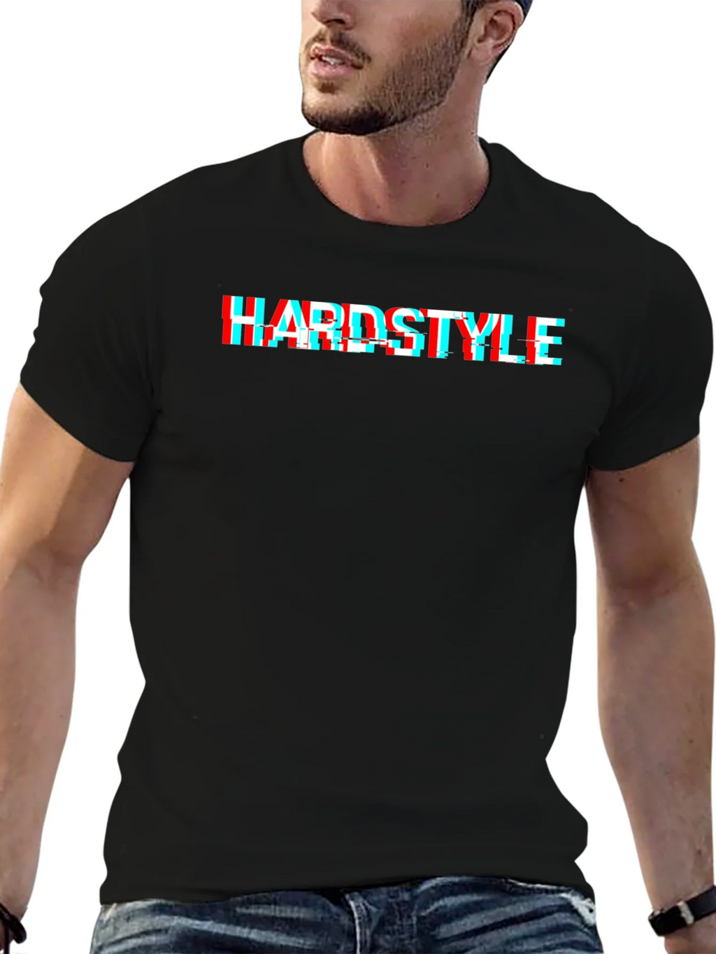 Hardstyle Glitch Effect Black T-Shirt product image 6
