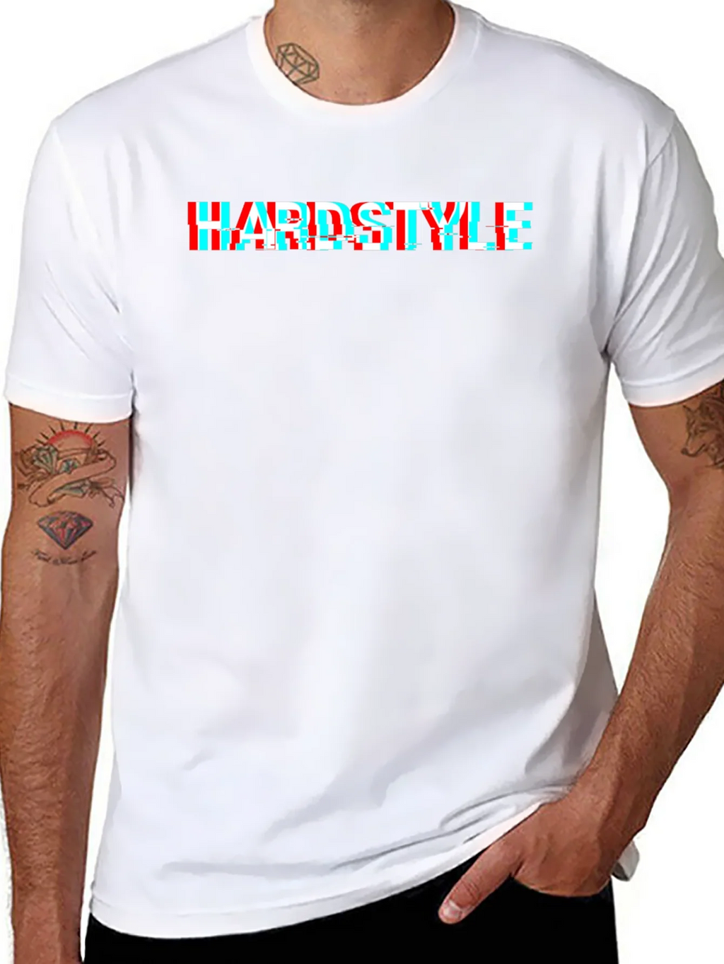 Hardstyle Glitch Effect Black T-Shirt product image 7