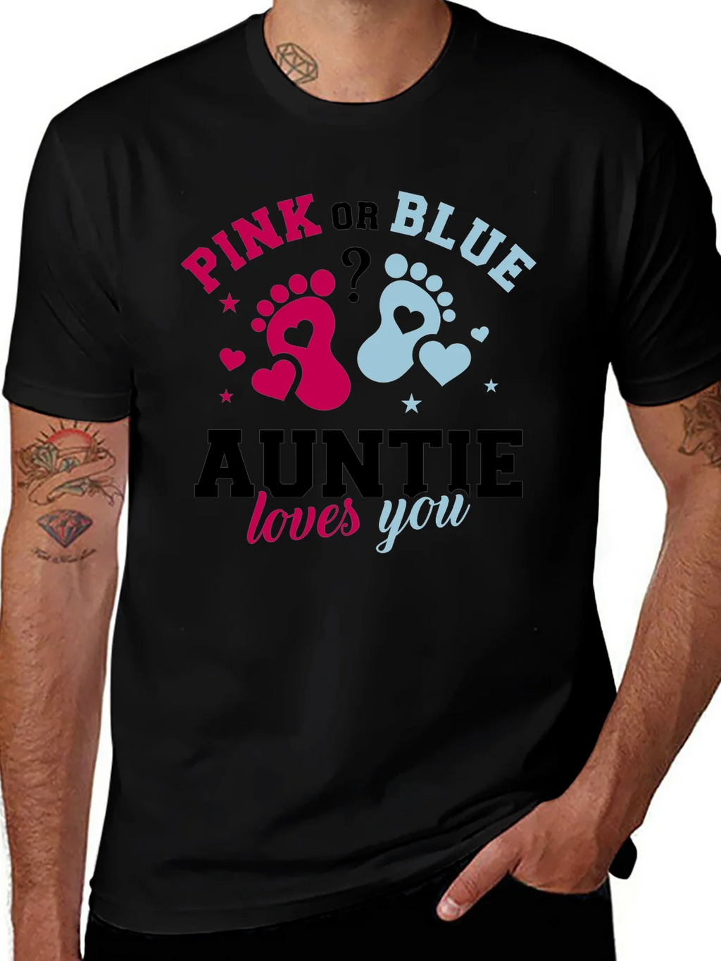 Pink or Blue Auntie Loves You Gender Reveal T-Shirt product image 1