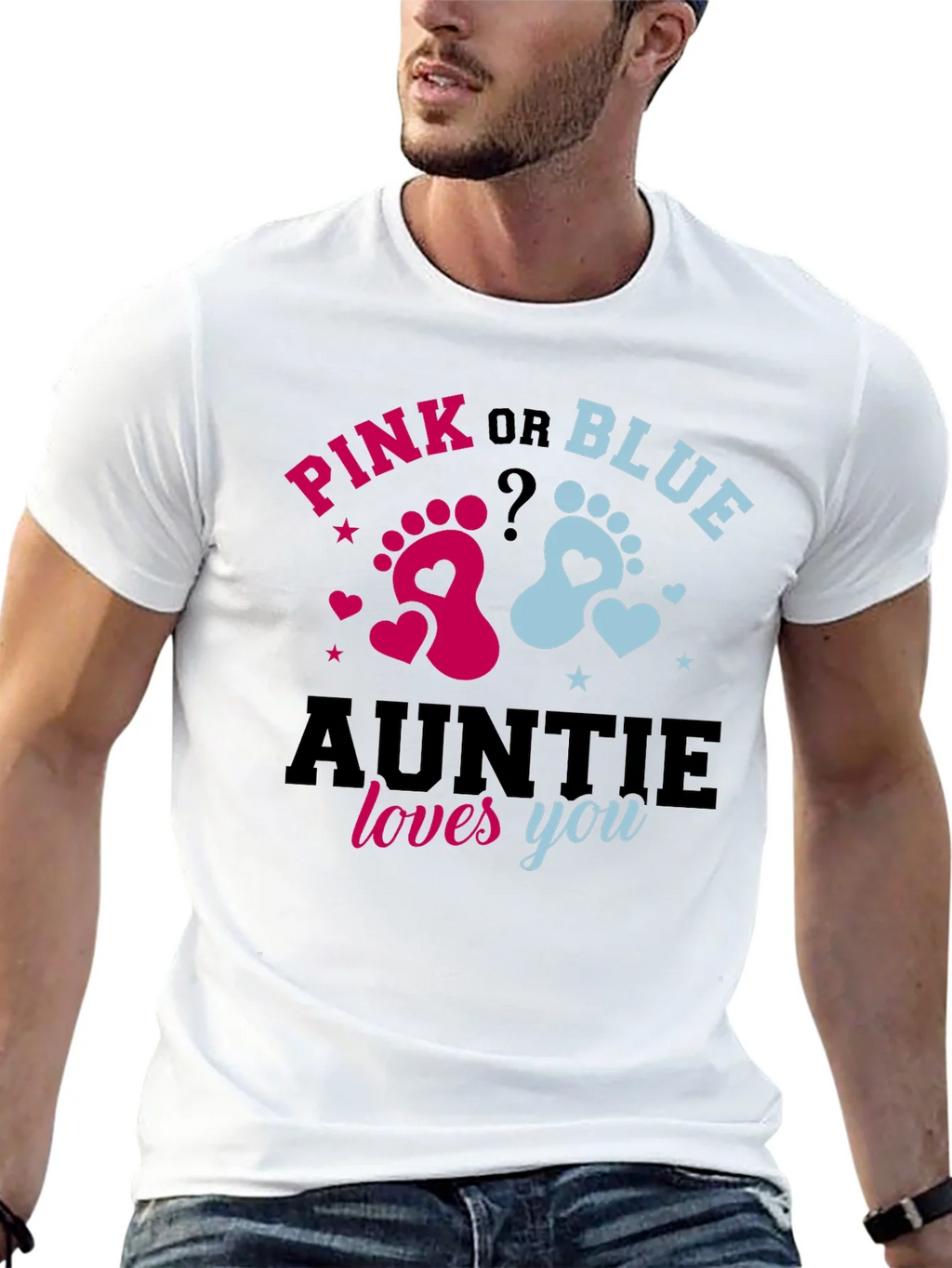 Pink or Blue Auntie Loves You Gender Reveal T-Shirt product image 12