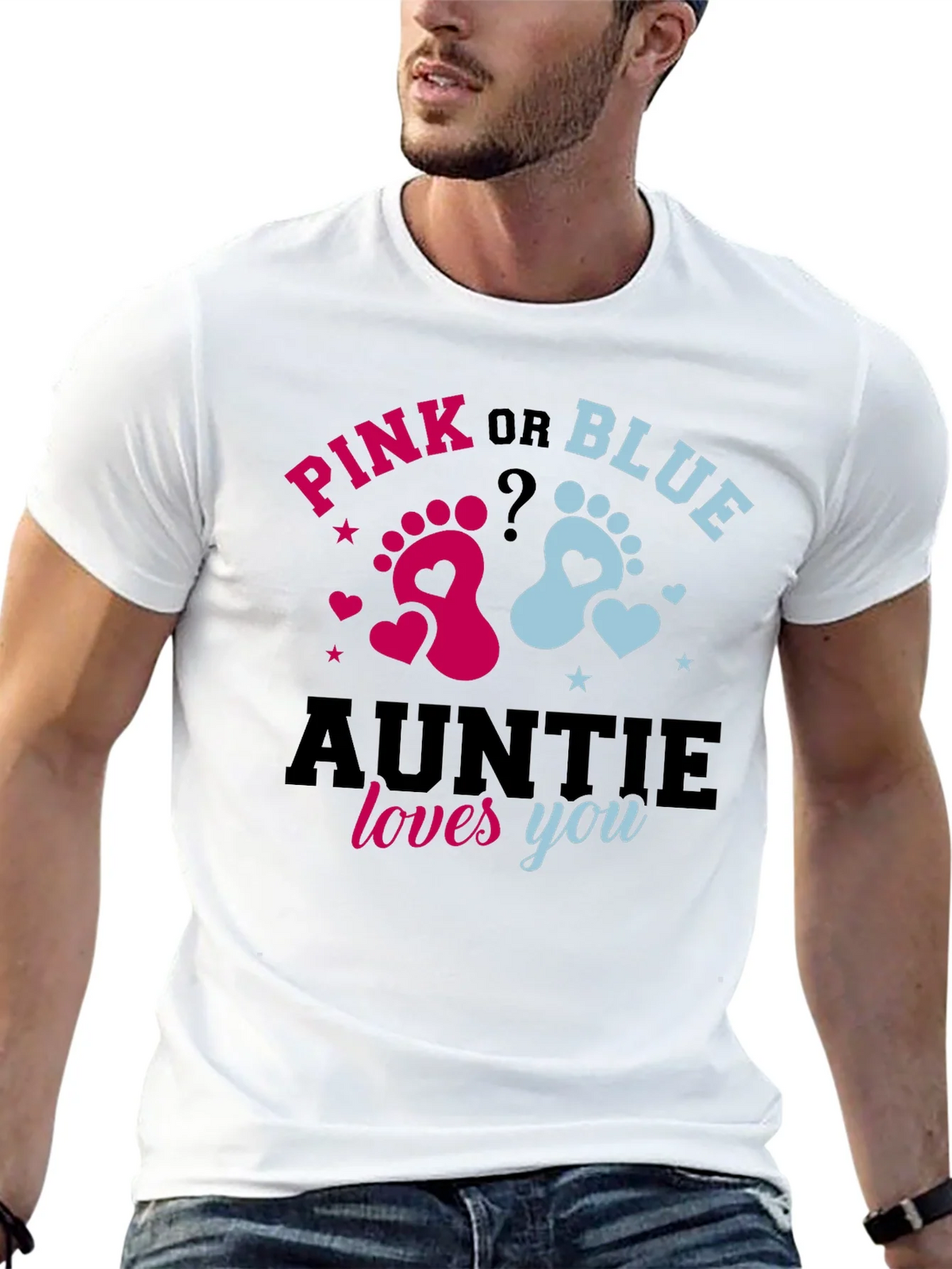 Pink or Blue Auntie Loves You Gender Reveal T-Shirt product image 12