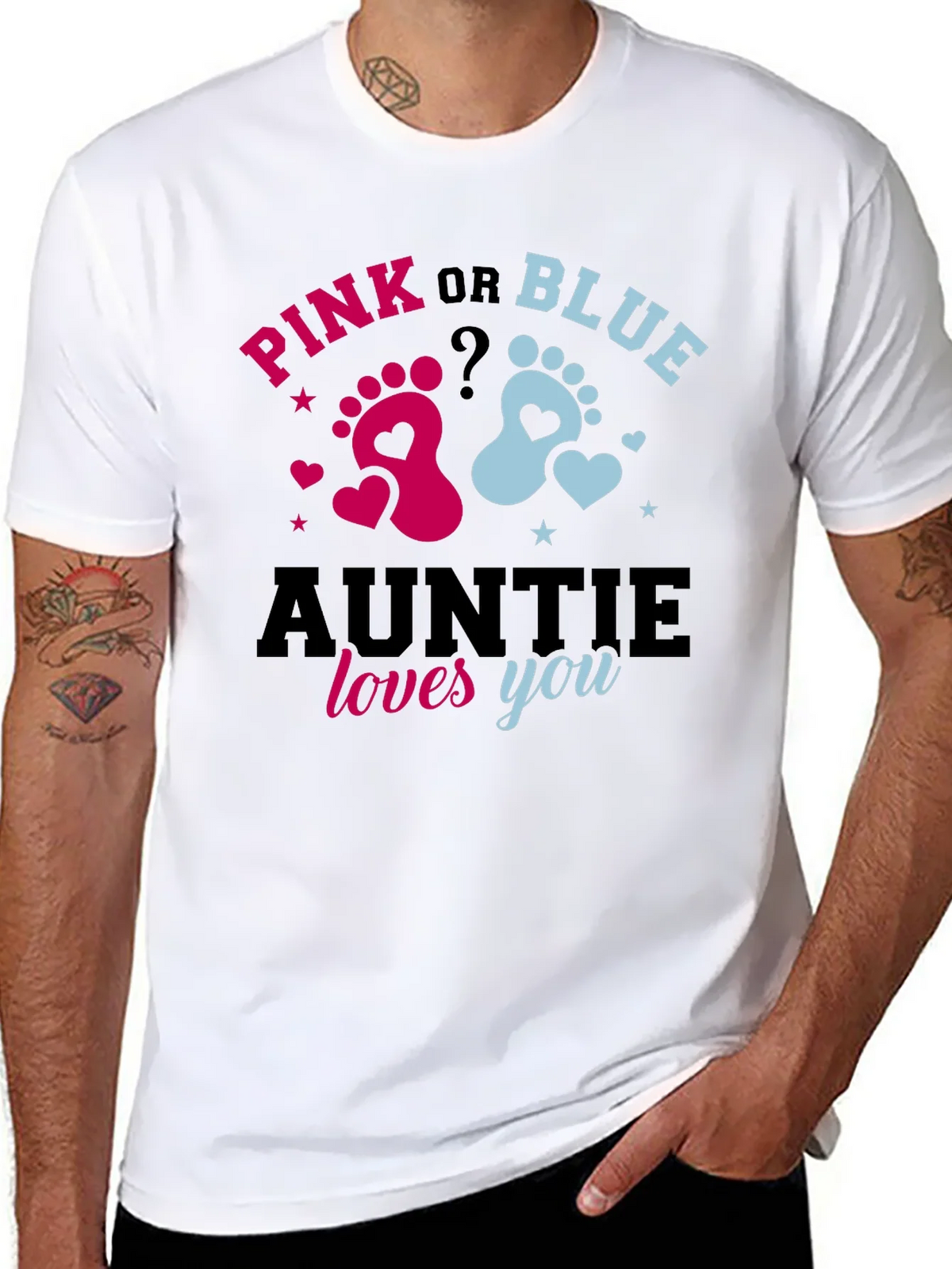 Pink or Blue Auntie Loves You Gender Reveal T-Shirt product image 7