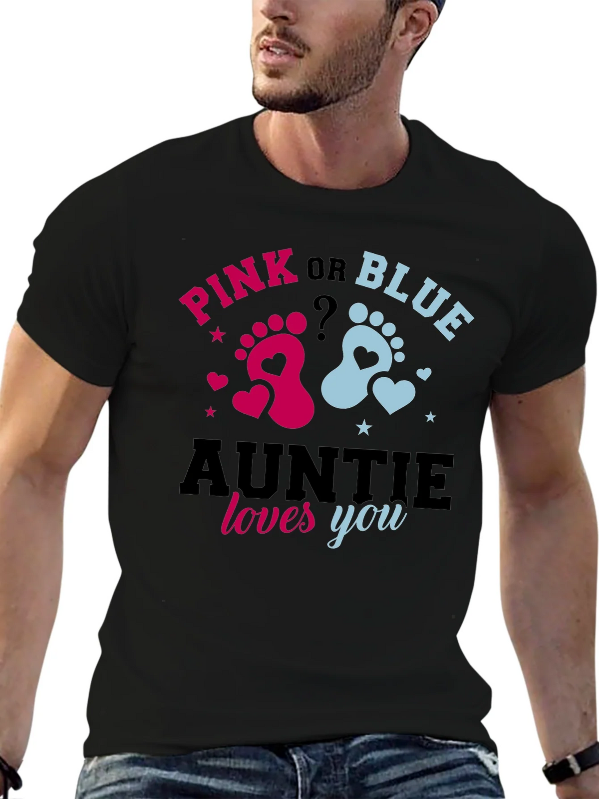 Pink or Blue Auntie Loves You Gender Reveal T-Shirt product image 6