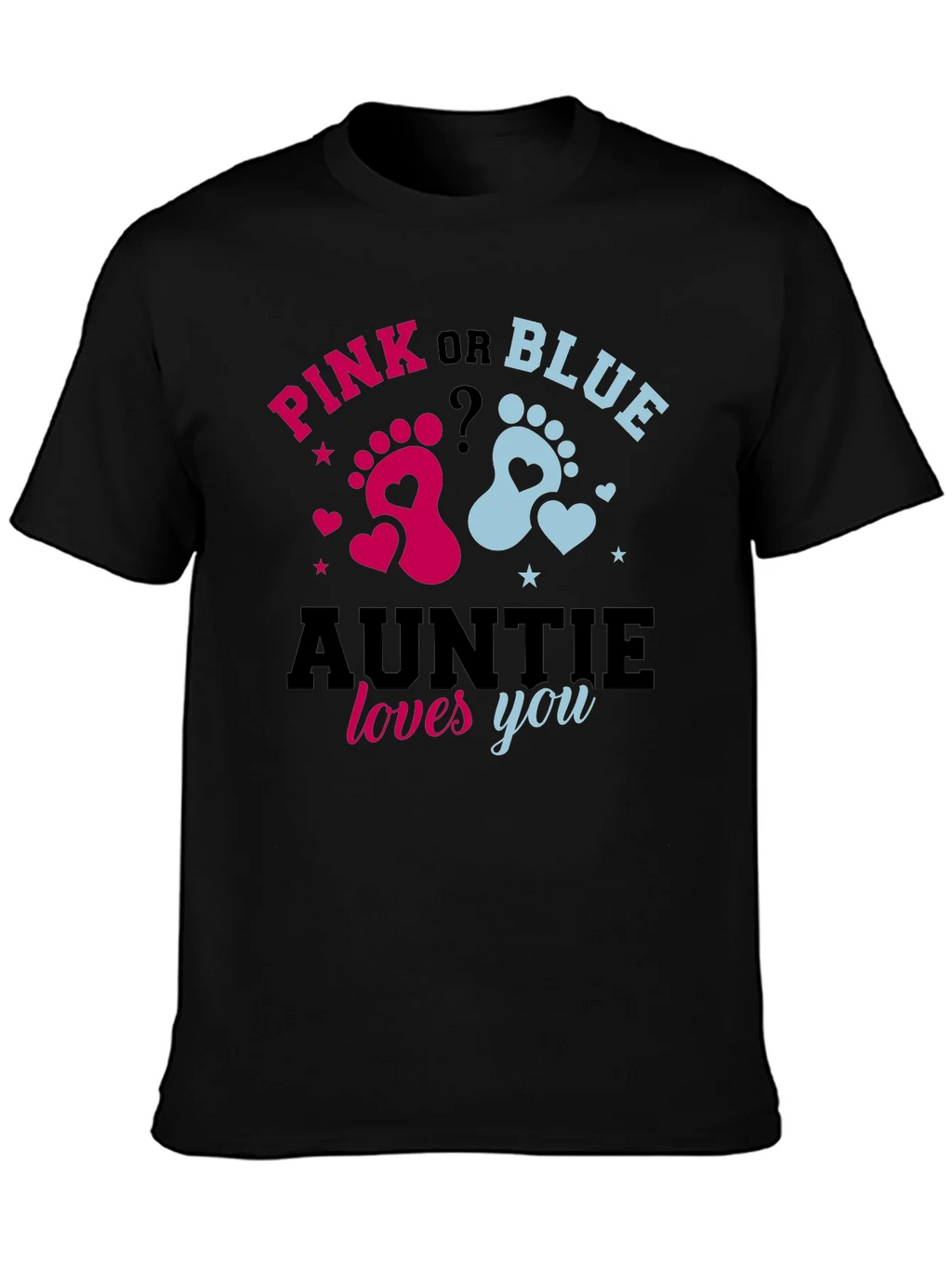 Pink or Blue Auntie Loves You Gender Reveal T-Shirt product image 3