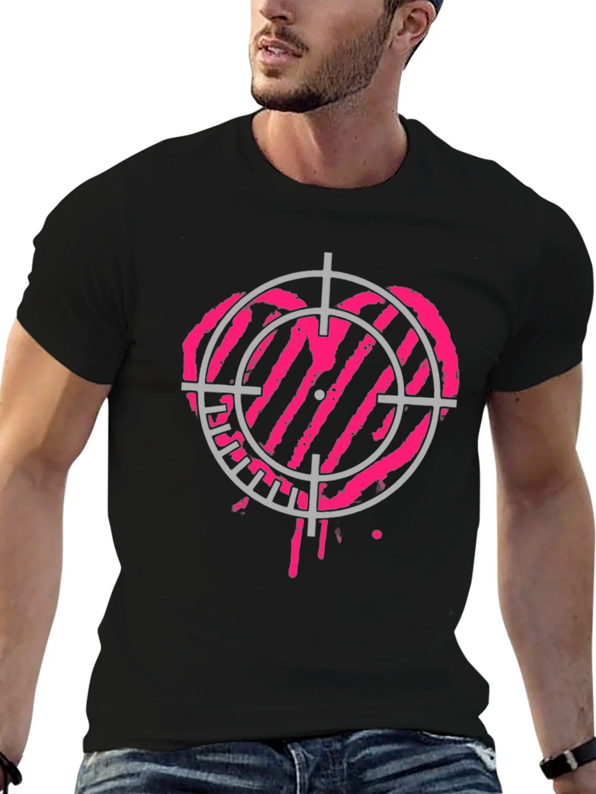 Heart Target Black T-Shirt - Unique Graphic Tee product image 5