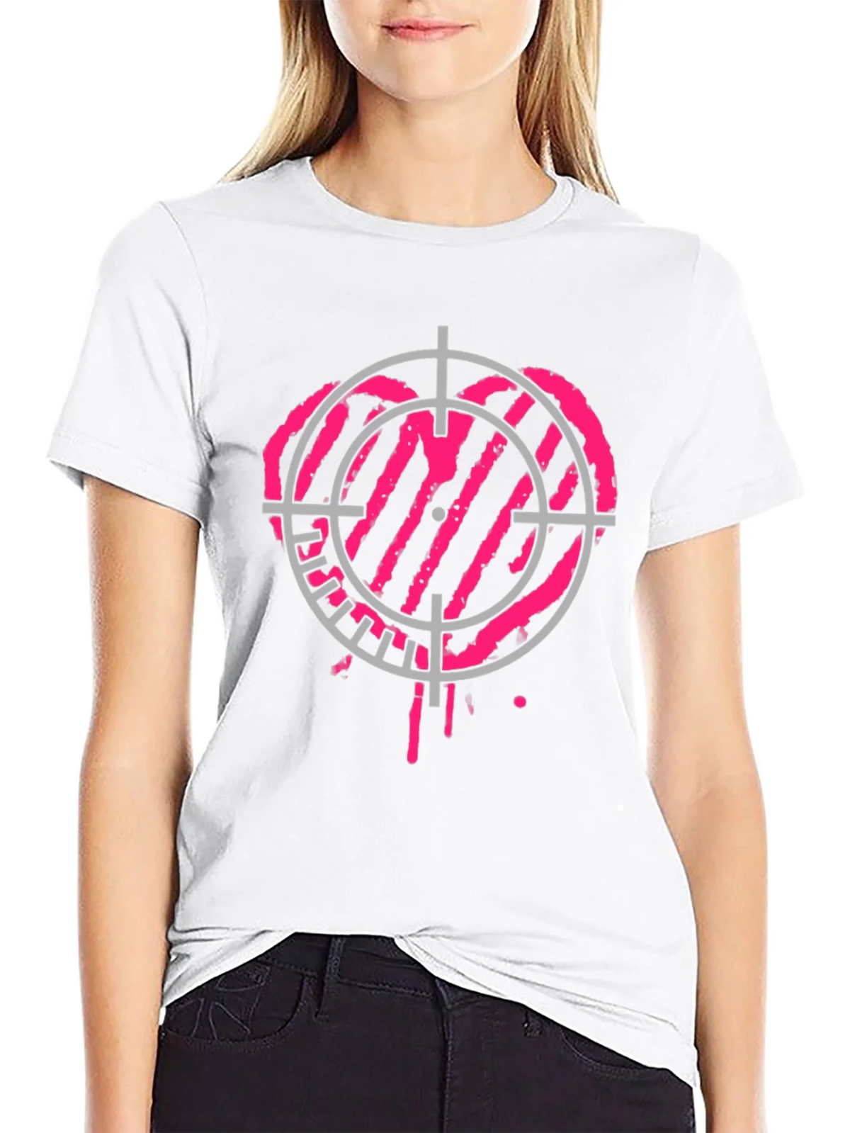 Heart Target Black T-Shirt - Unique Graphic Tee product image 6