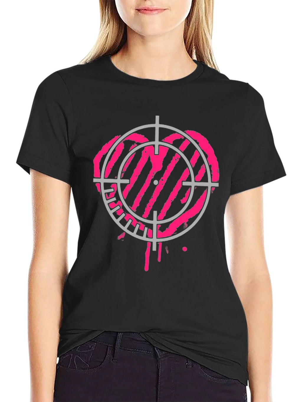 Heart Target Black T-Shirt - Unique Graphic Tee product image 2
