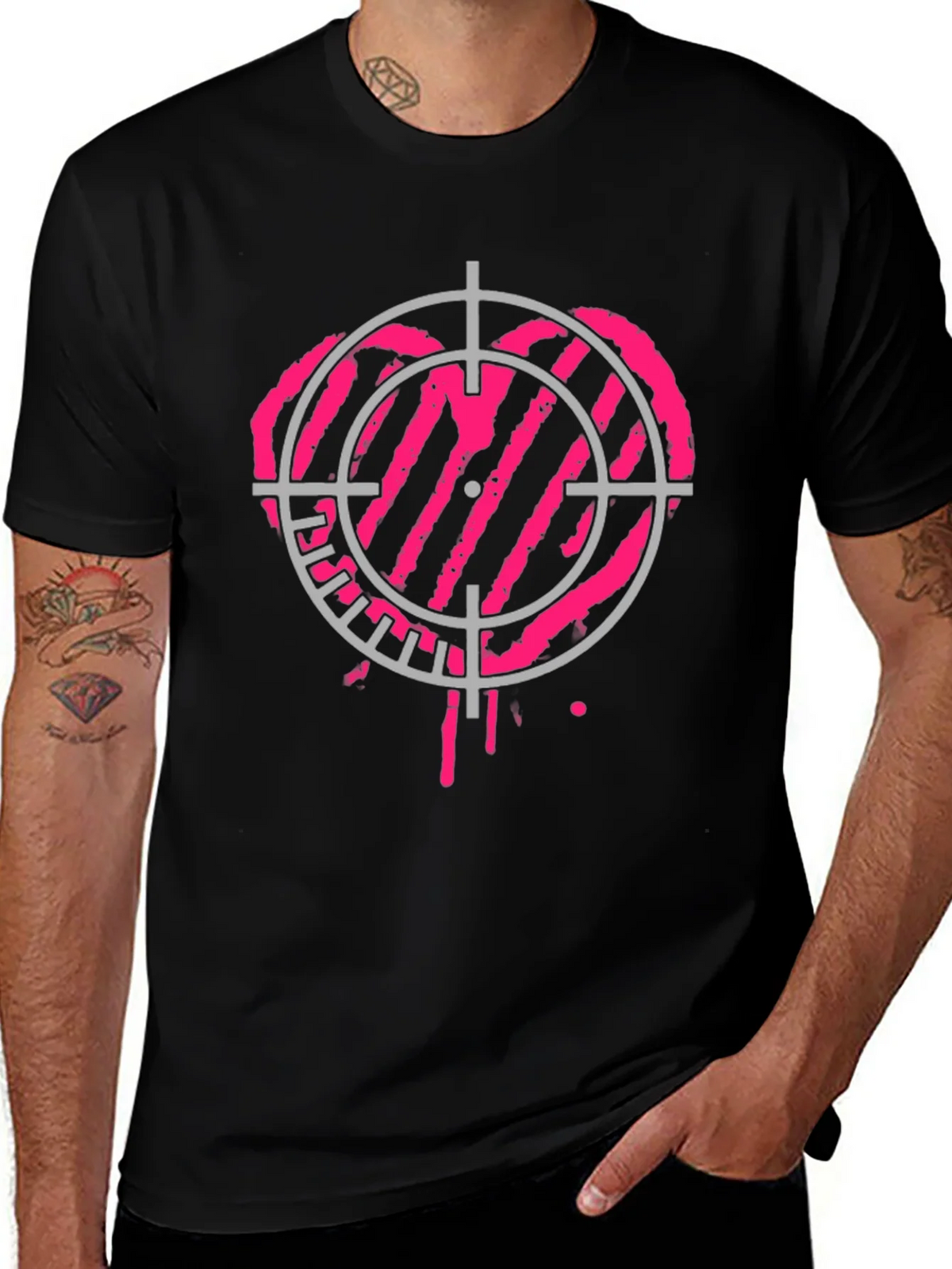 Heart Target Black T-Shirt - Unique Graphic Tee product image 1