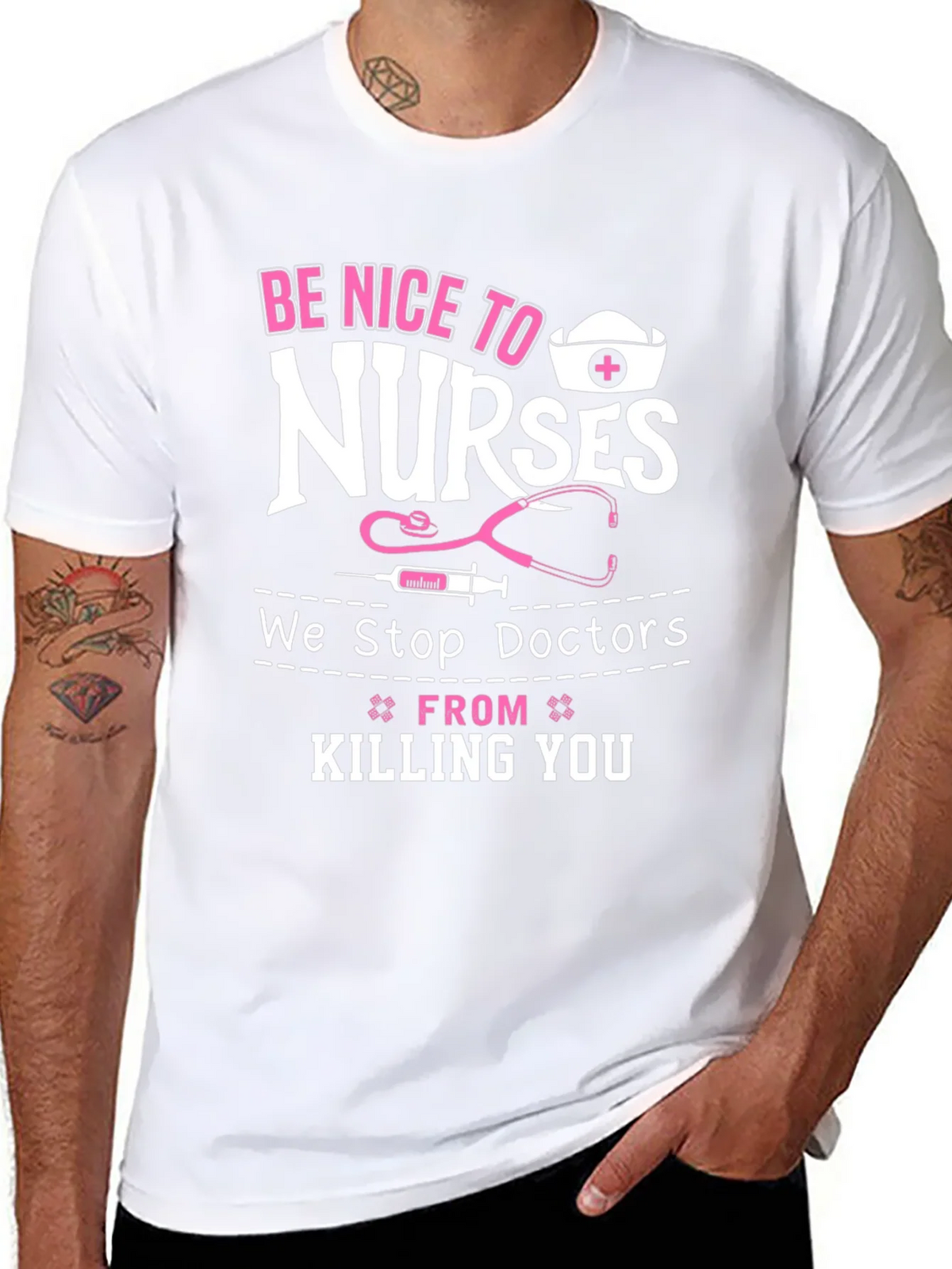 Be Nice to Nurses Graphic T-Shirt product image 6