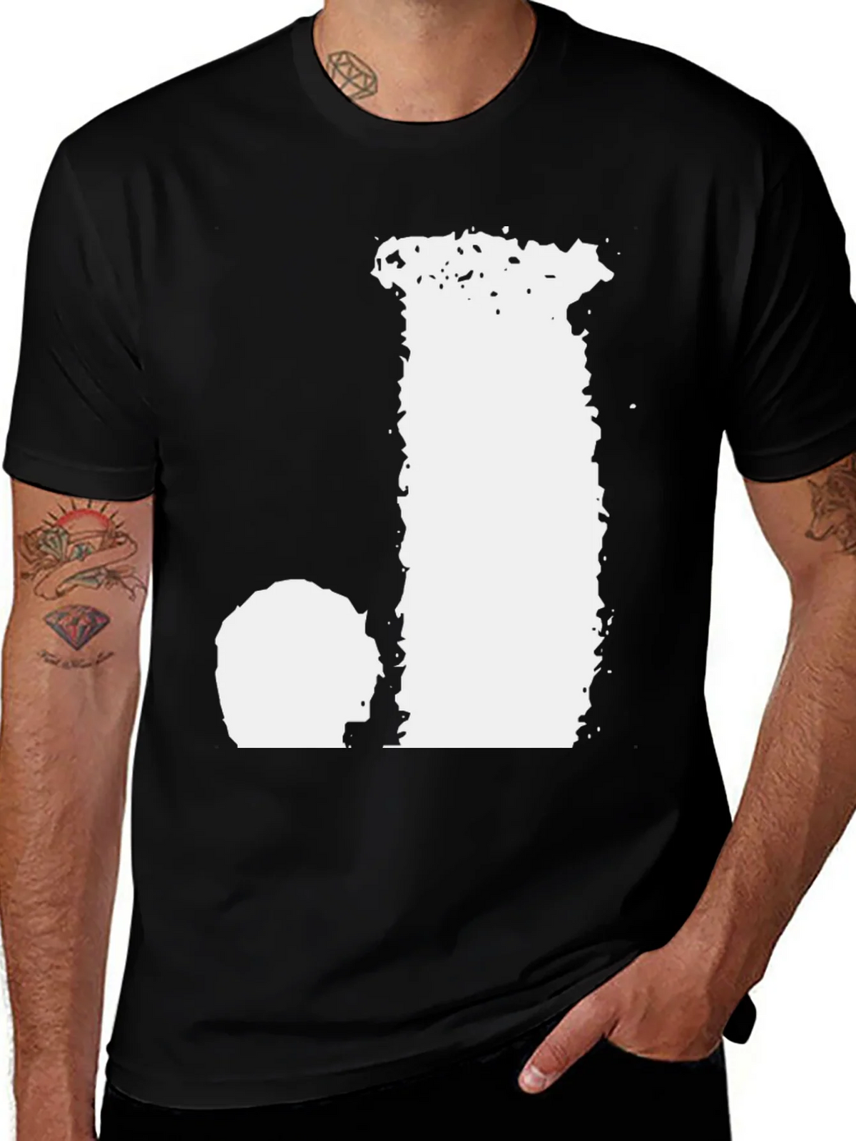 Black T-Shirt with Distressed Letter Graphic product image 1