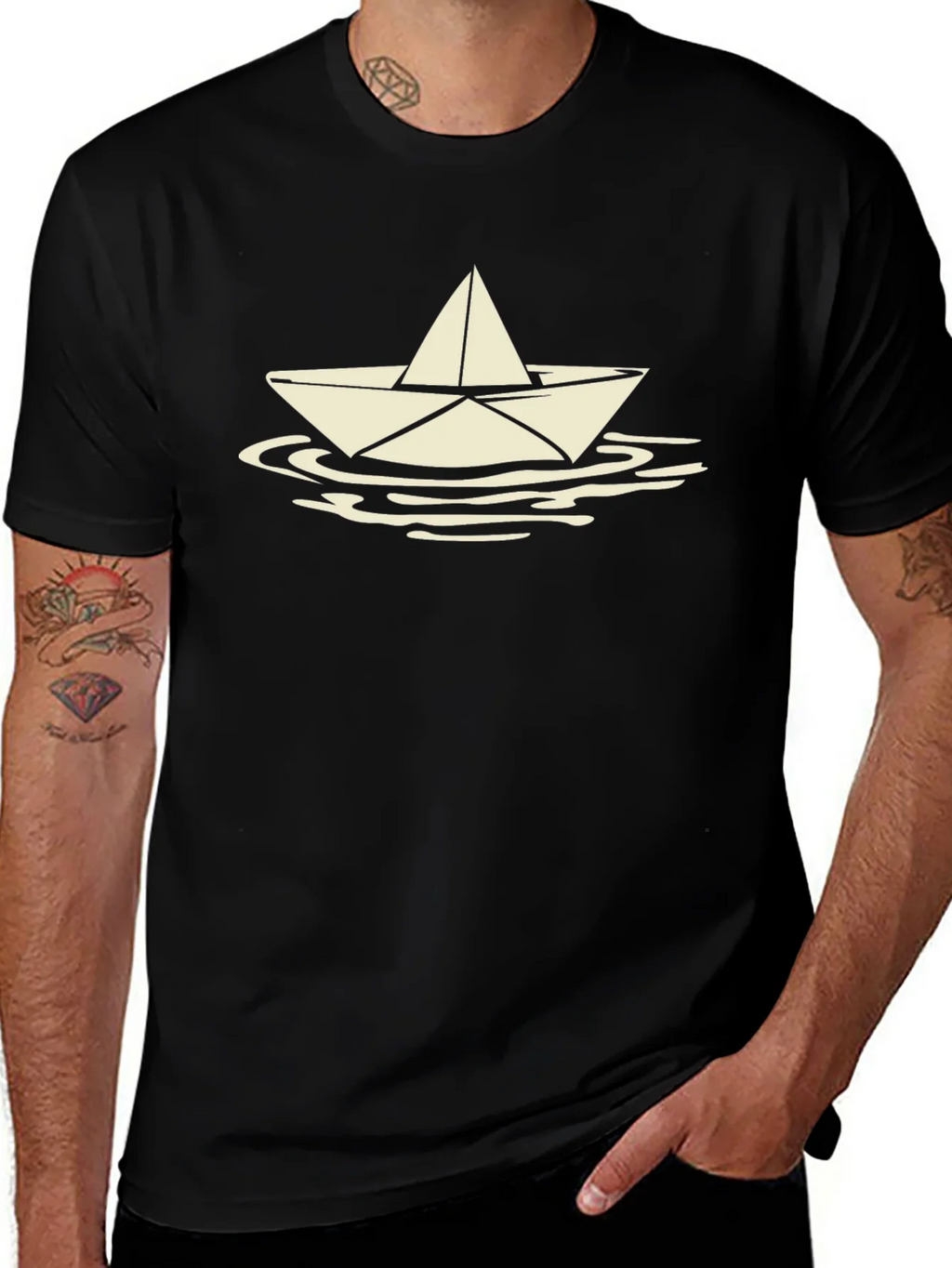 Paper Boat Tee - Mens Black Graphic T-Shirt product image 1