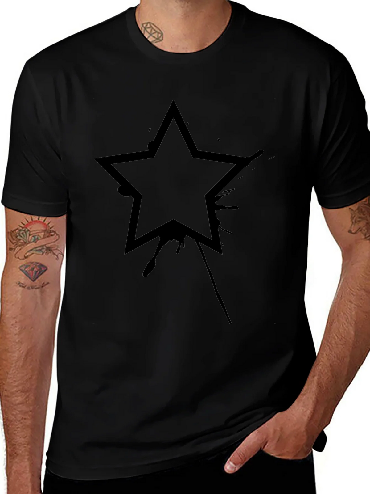 Black Star Graphic Tee - Trendy Casual Top product image 1