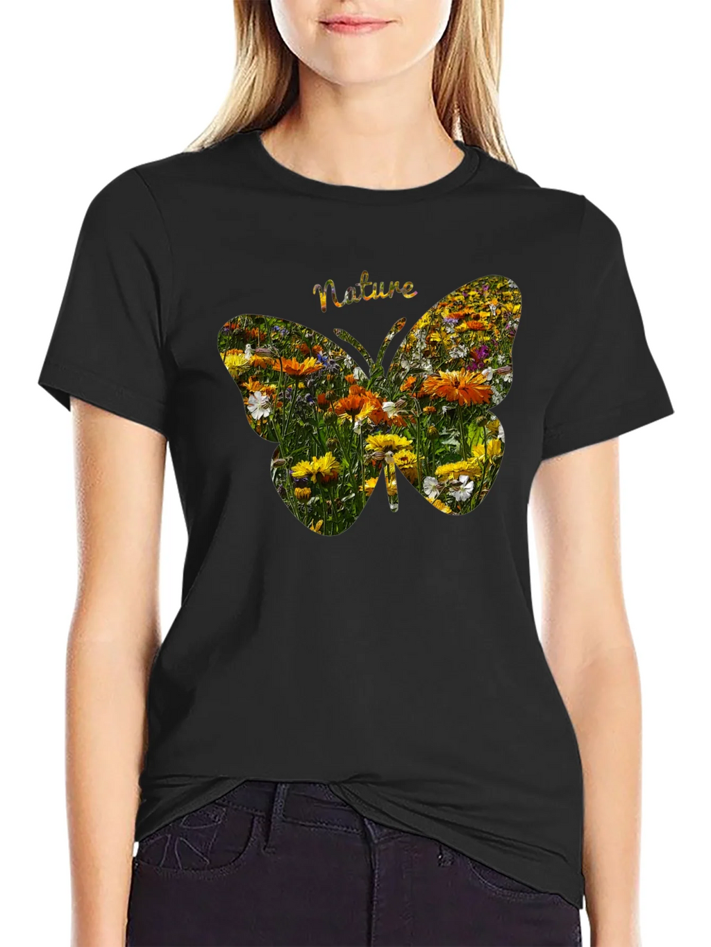 Nature Butterfly Graphic Tee - Black product image 2