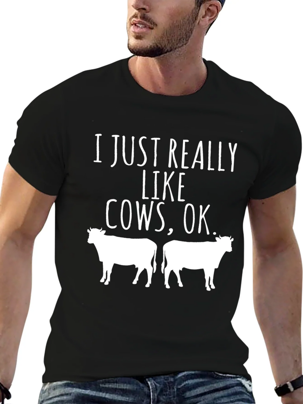 Cow Lover T-Shirt - I Just Really Like Cows OK product image 5