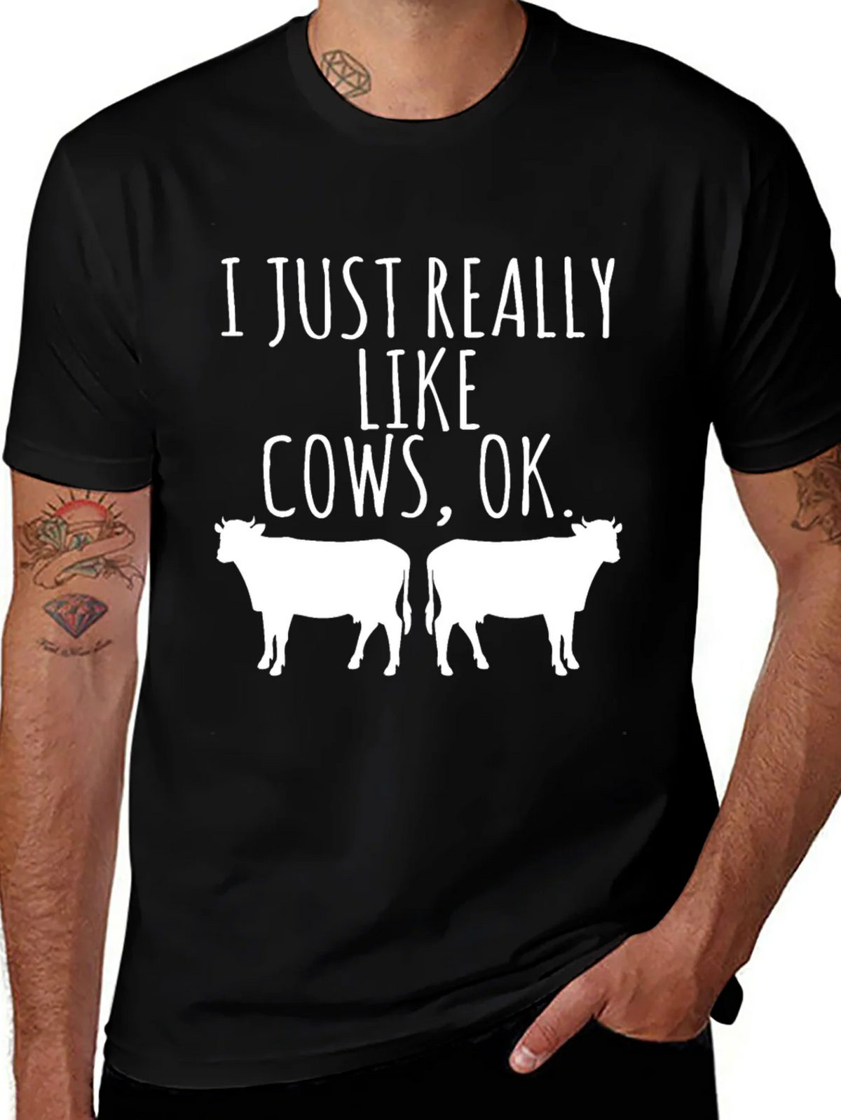 Cow Lover T-Shirt - I Just Really Like Cows OK product image 1