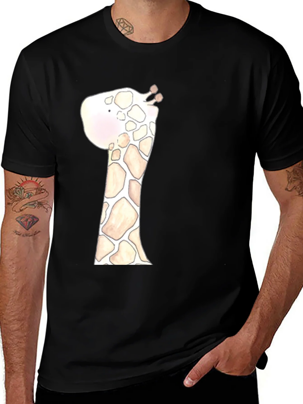 Giraffe Graphic Tee - Black Cotton Casual Shirt product image 1