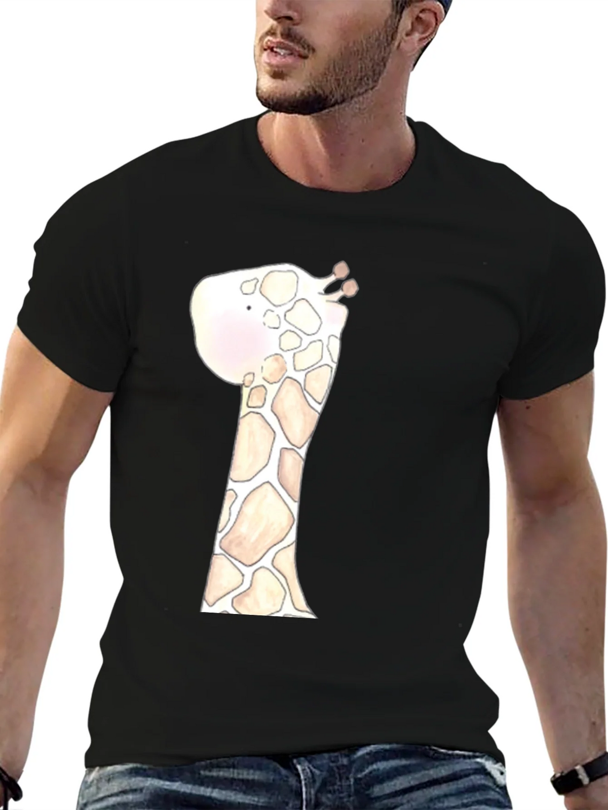 Giraffe Graphic Tee - Black Cotton Casual Shirt product image 5