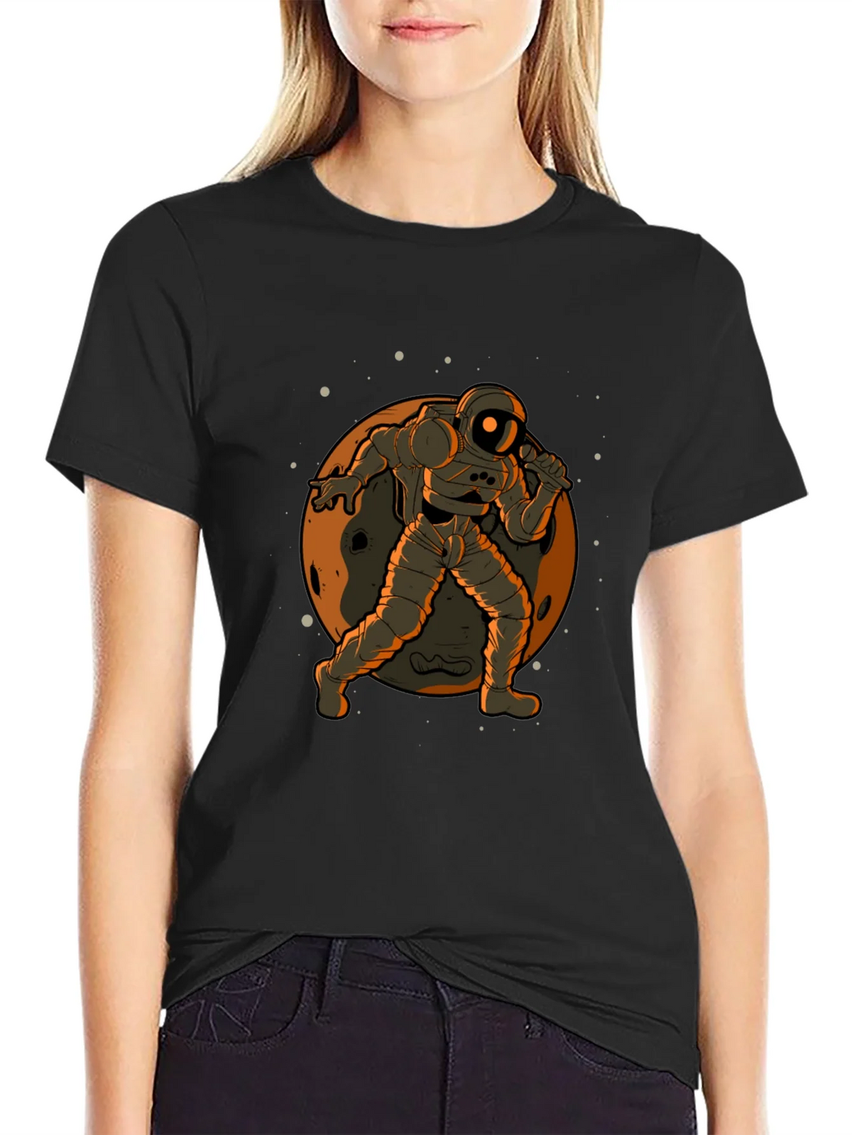 Astronaut on the Moon Graphic Tee - Black product image 2