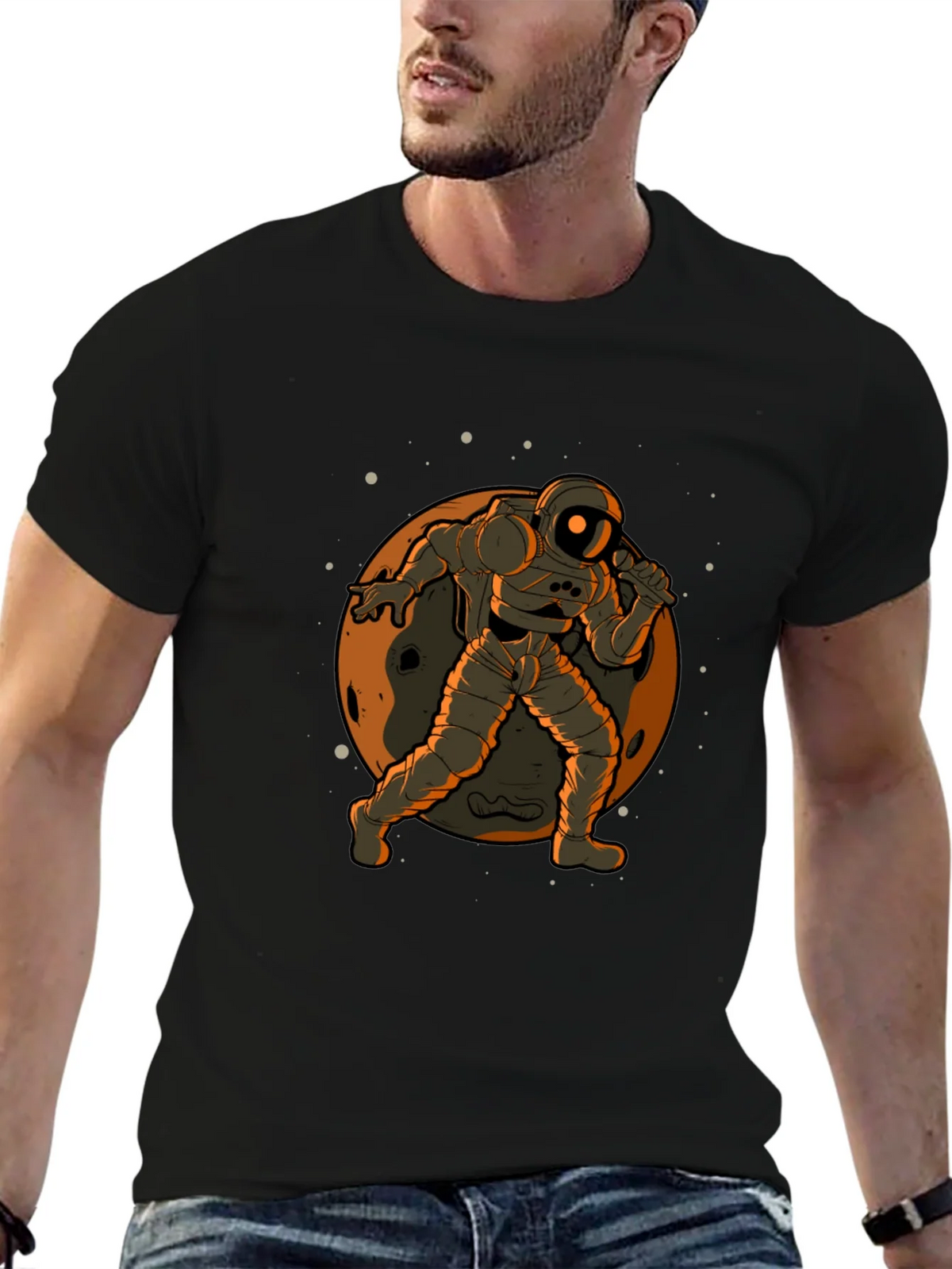 Astronaut on the Moon Graphic Tee - Black product image 6