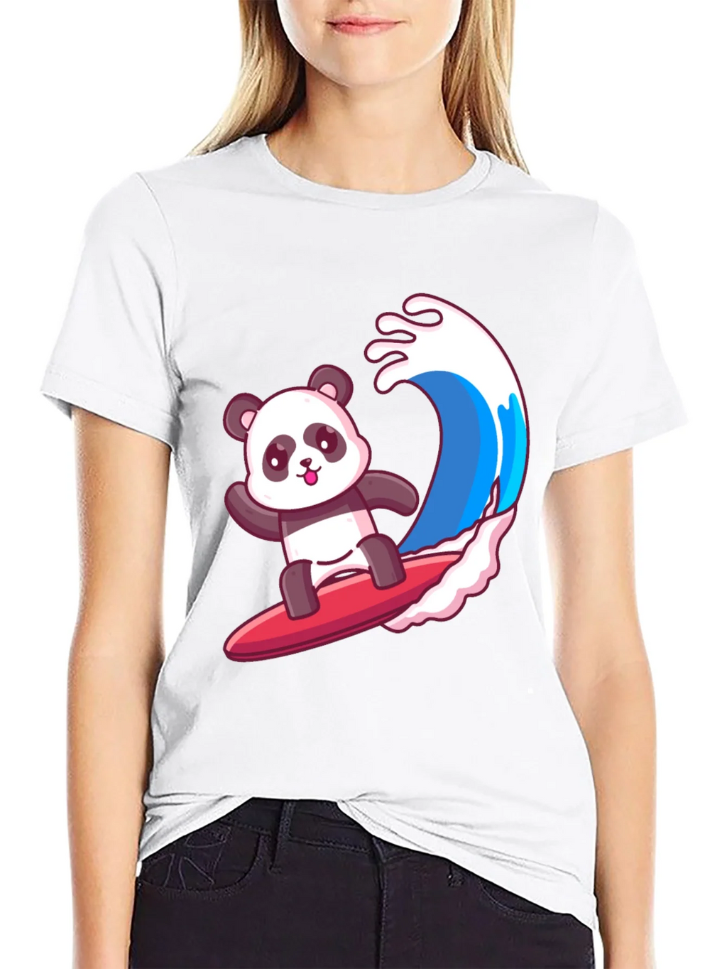 Surfing Panda Graphic Tee - Black Cotton Shirt product image 6