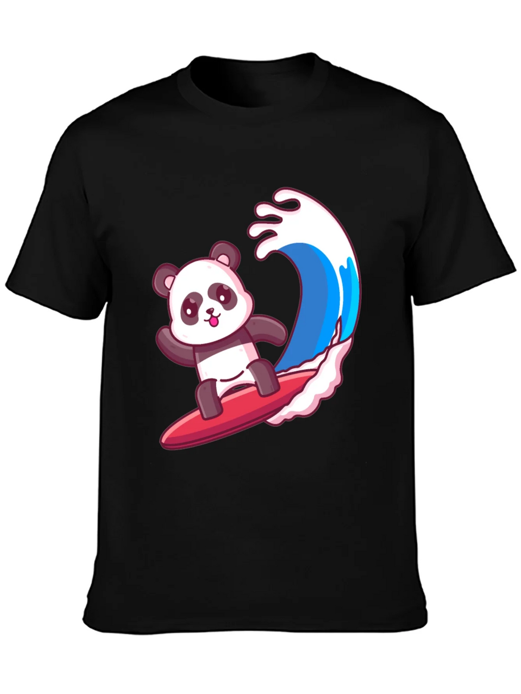 Surfing Panda Graphic Tee - Black Cotton Shirt product image 3