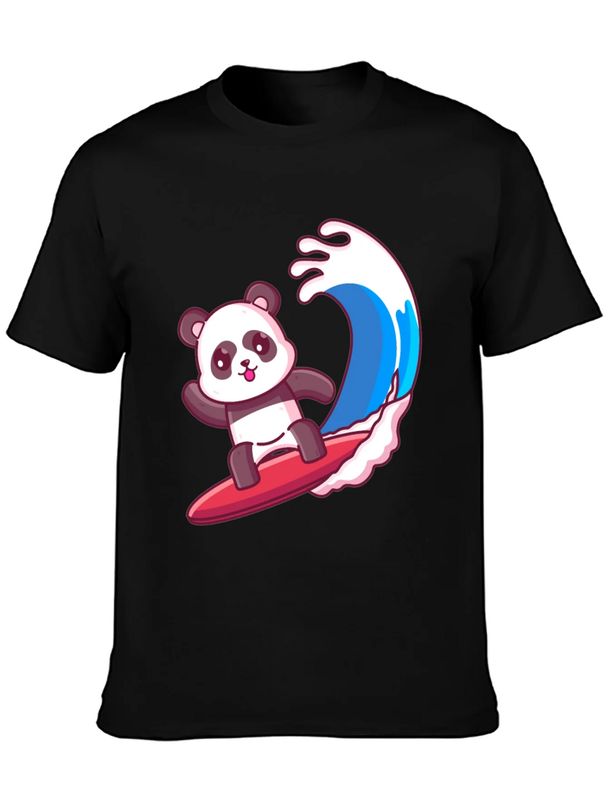 Surfing Panda Graphic Tee - Black Cotton Shirt product image 3