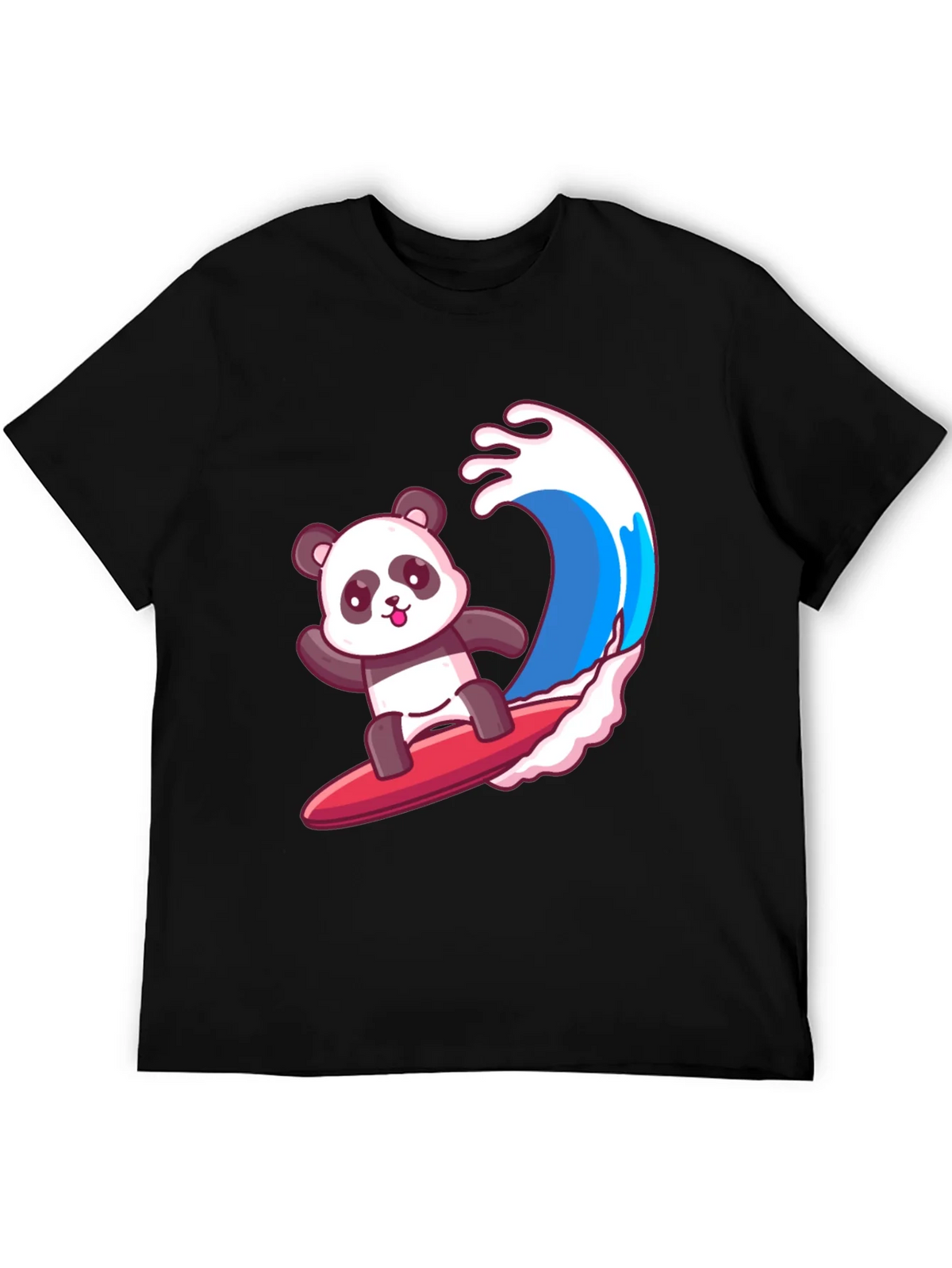 Surfing Panda Graphic Tee - Black Cotton Shirt product image 4