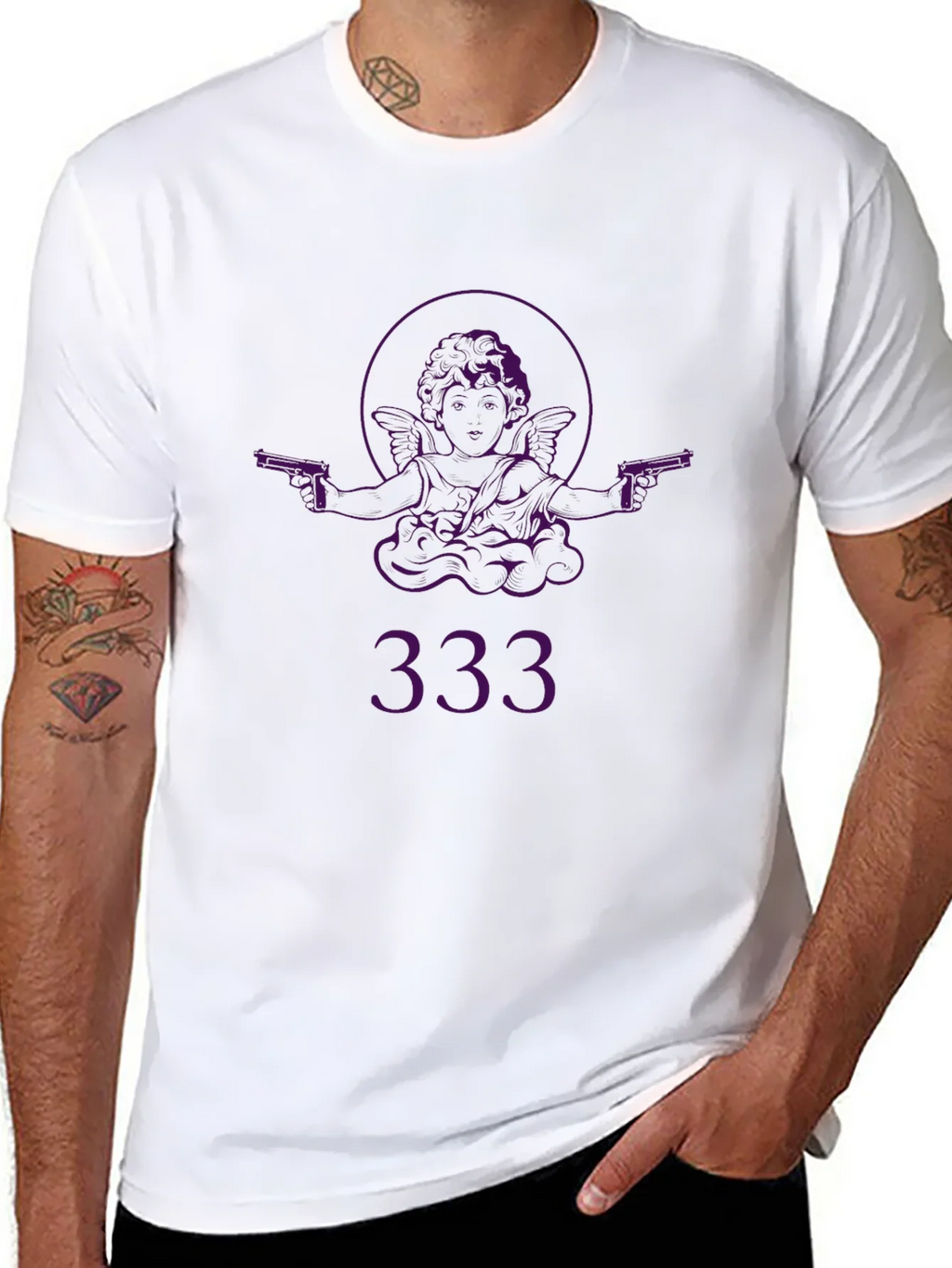 Angel with Guns Graphic Black T-Shirt - Edgy Streetwear product image 6