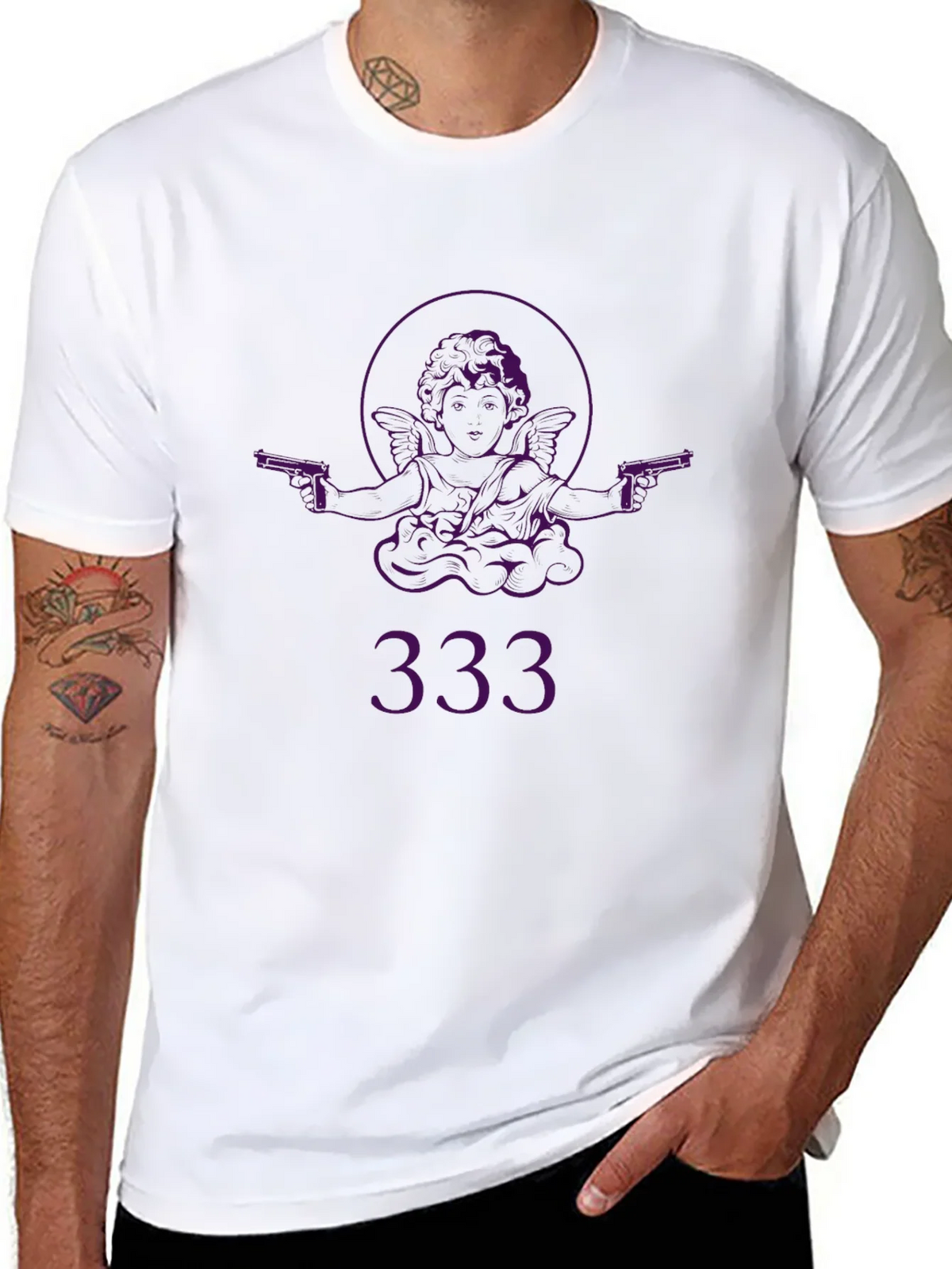 Angel with Guns Graphic Black T-Shirt - Edgy Streetwear product image 6